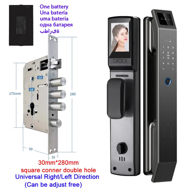 3D Face Recognition Unlock Digital Door Lock With Camera FINgerprint Password Unlock Keyless Electronic Door Lock