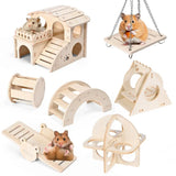 Pet Hamster Wooden Swing Toy for Small Pet Squirrel Golden Bear Guinea Pig Pet Cage Accessories Parrot Seesaw Wooden Bridge Toy