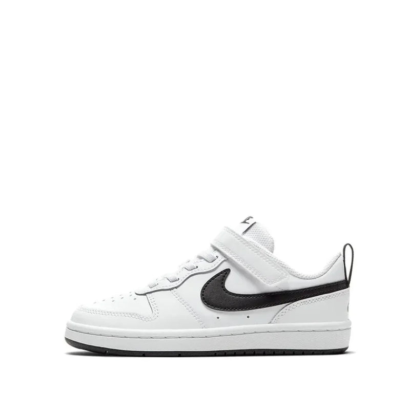 Tênis Nike Court Borough Low 2 branco e preto para crianças e crianças de meia-idade