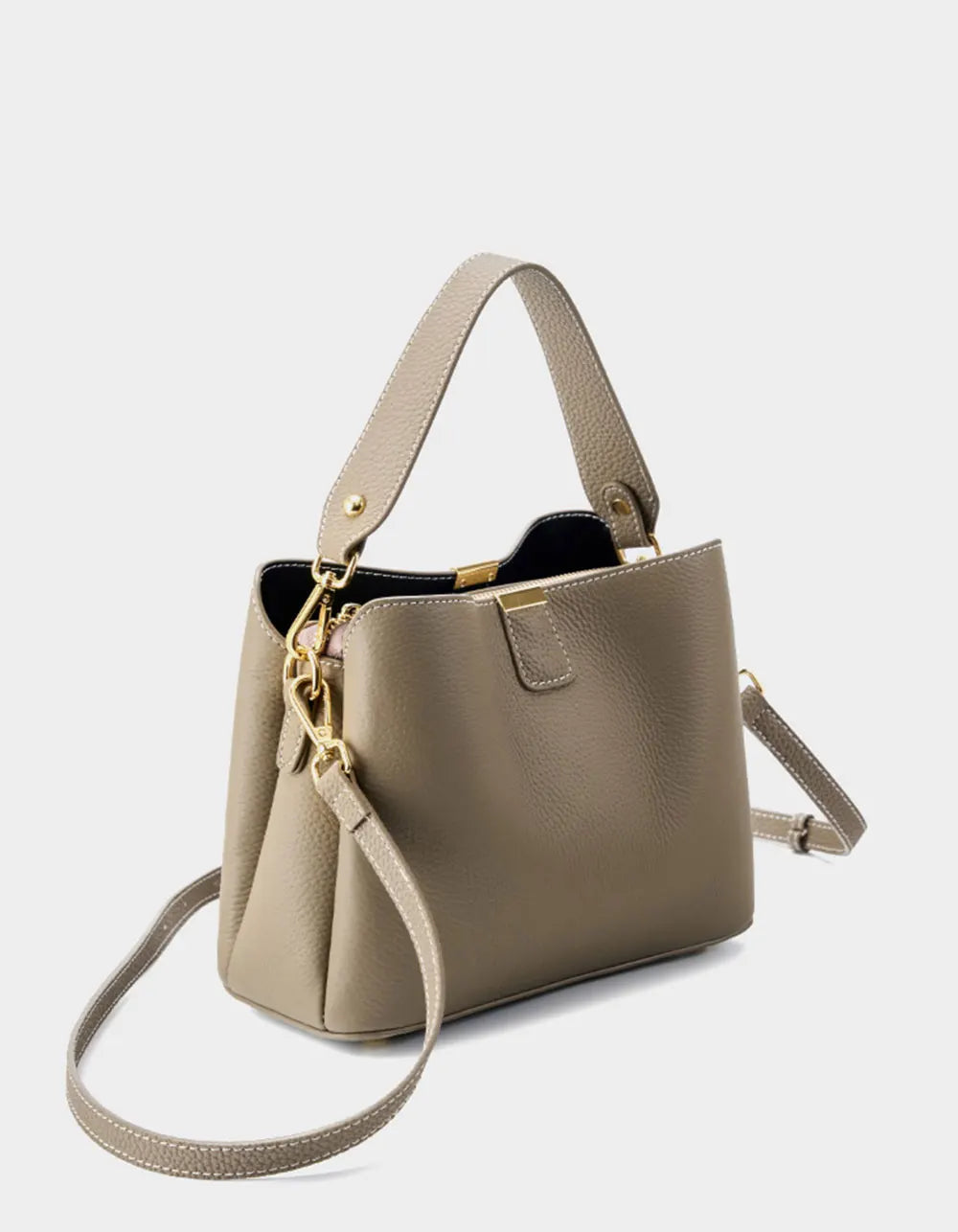 100% Genuine Leather Women's Bucket Bag Luxury Designer Versatile Shoulder Bag Women Commuter Crossbody Bags Female Handbag
