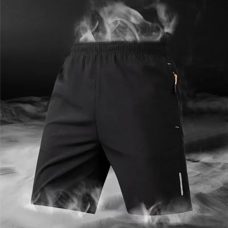Verão dos homens shorts de seda gelo correndo ginásio esporte shorts secagem rápida respirável praia calça curta fitness jogging legal casual roupas esportivas