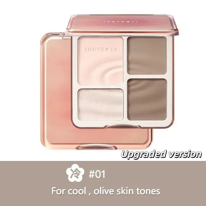 Paleta de bronceadores y iluminadores Judydoll, maquillaje nude, sombras faciales 3D naturales para la nariz, larga duración, resistente al agua, cosméticos de maquillaje. 