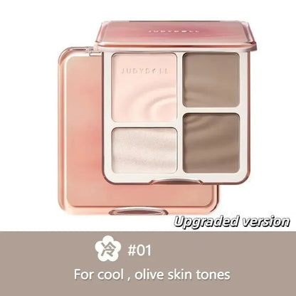 Paleta de bronceadores y iluminadores Judydoll, maquillaje nude, sombras faciales 3D naturales para la nariz, larga duración, resistente al agua, cosméticos de maquillaje. 
