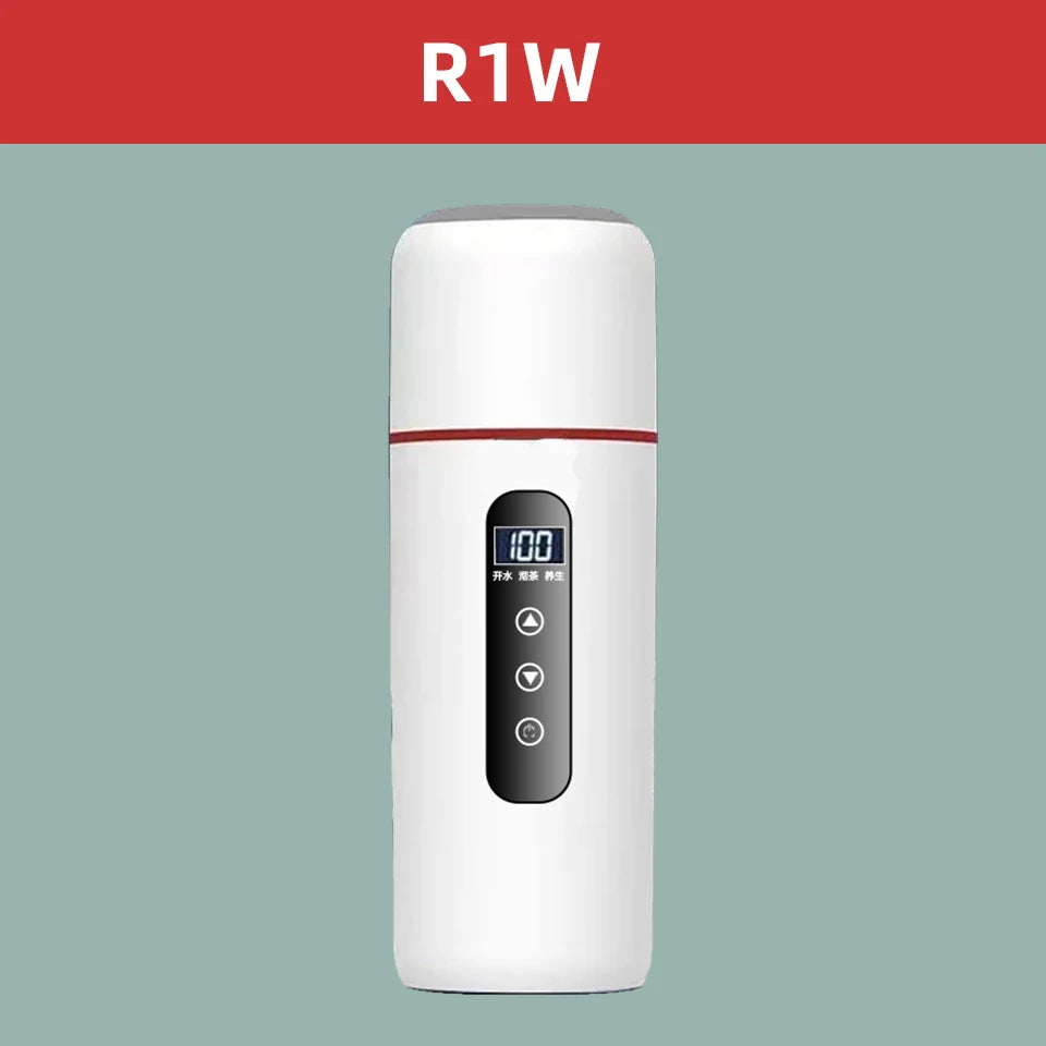 Hervidor eléctrico portátil para coche, 12 V, 24 V, 500 ml, para viaje, con aislamiento inteligente de acero inoxidable y pantalla OLED