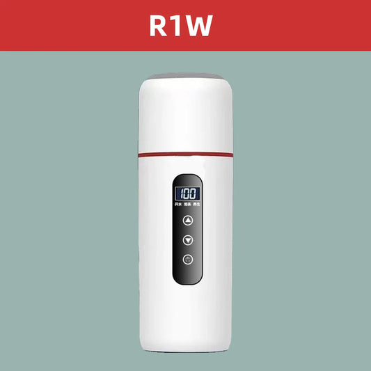 Electric kettle 12V 24V portable car heating cup 500 ml travel heating smart stainless steel insulation artifact OLED display