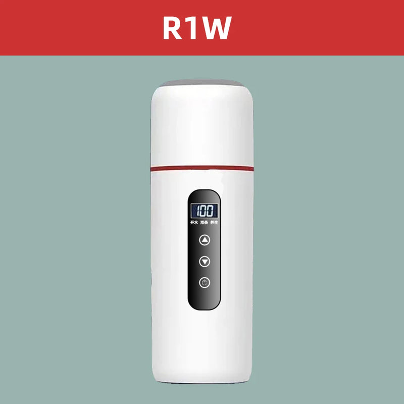 Electric kettle 12V 24V portable car heating cup 500 ml travel heating smart stainless steel insulation artifact OLED display