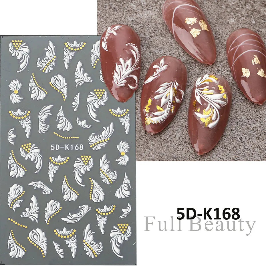 Stickers for Nails Marine Punk Black Line Design Art Slider Party Cool Decoration Adhesive Decal Emboss DIY Manicure Accessories