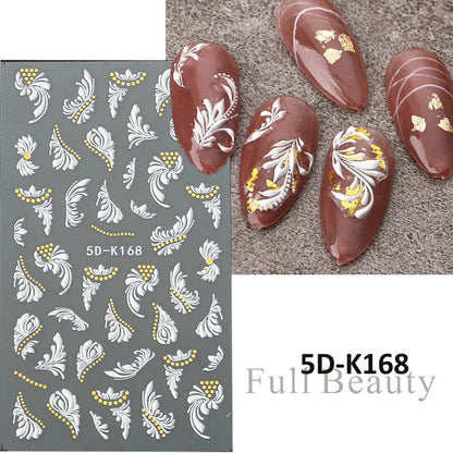 Stickers for Nails Marine Punk Black Line Design Art Slider Party Cool Decoration Adhesive Decal Emboss DIY Manicure Accessories