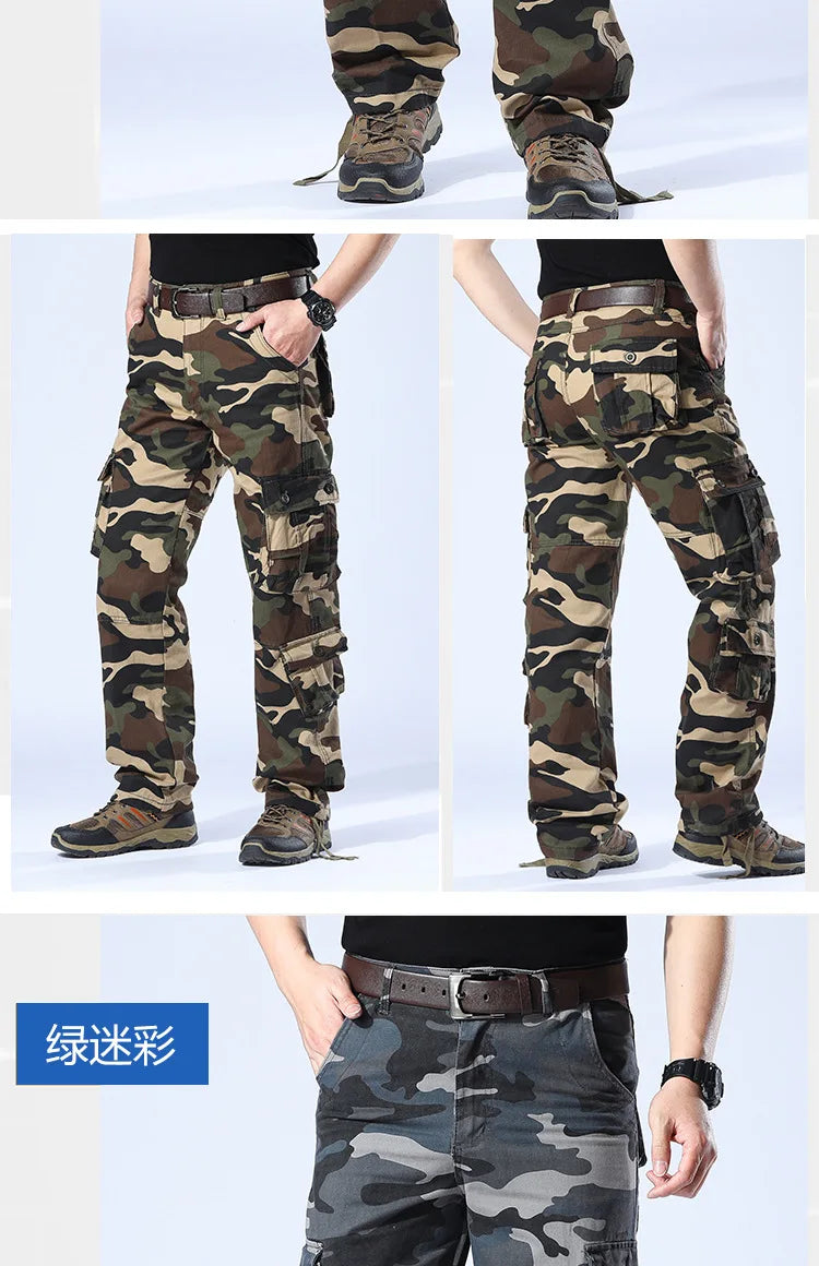 Men's Camouflage Cargo Pants Camo Cargo Multi Pockets Military Tactical Pants Man Hip Hop Joggers Streetwear Sweatpant for Men