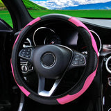 PU Carbon Fiber Leather Car Steering Wheel Cover without Inner Ring Suitable for 14.5-15 Inches Auto Supplies