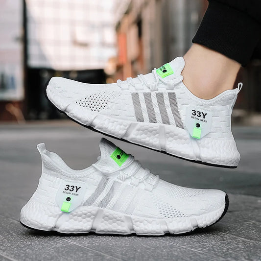 Breathable Mesh Men's Shoes Trendy Lightweight Walking Flats Plus Size Male Tennis Sneakers Outdoor Running Fitness Shoes 2024