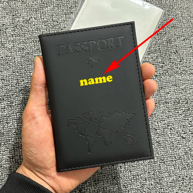 Funda de pasaporte personalizada con nombre en color dorado, billetera de viaje para hombre y mujer, porta pasaporte personalizable con nombre, tarjetero de presentación