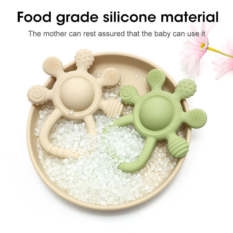 2025 new Teething Silicone Palm Rattle Teether bunny - Safe Baby Chew Toys for Soothing Sore Gums