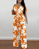 Summer Elegant Off Shoulder Women's Jumpsuit 2024 Fashion Trend Casual Short Sleeve Wide Leg Pants Jumpsuits for Women Overalls
