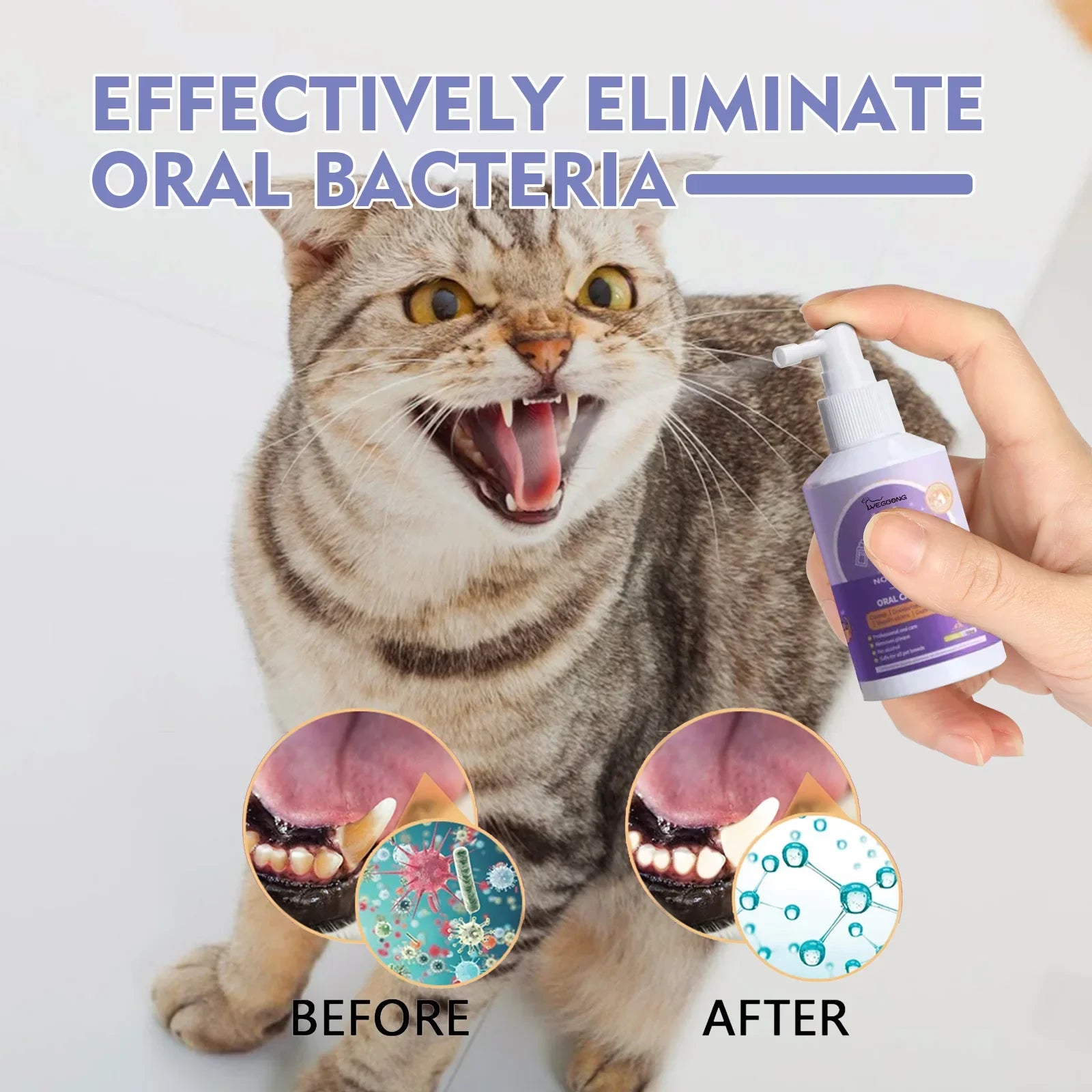50ml Pet Oral Cleanse Spray Dogs Cats Teeth Clean Deodorant Prevent Calculus Remove Kitten Bad Breath Pet Supplies Freshen Breath