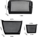 Aosbos 3-Pack Mesh Cosmetic Bag Set - Travel/On-The-Go Makeup Storage, Zipper Closure Small Pouch