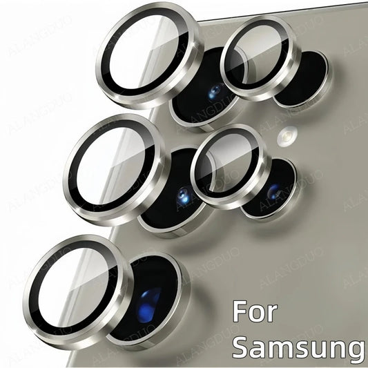 Cristal de lente de metal para Samsung Galaxy S25 Ultra, S25Plus, S24Ultra, anillo de lente para Samsung S23, S24, S25Ultra, protector de lente de cámara