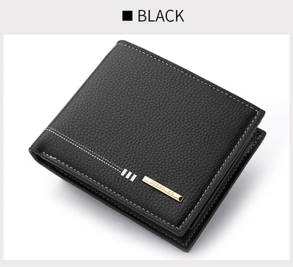 Nueva cartera para hombre, tarjetero, monedero con cremallera, cartera corta de negocios con estampado de lichi de alta calidad.