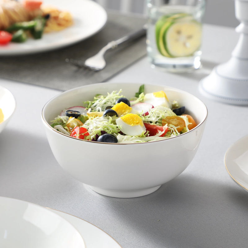 MALACASA NORI 16/32-PIECE Nordic European White Bone China Tableware Set with Bowl,Dinner&Dessert&Soup Plate Set for 4/8 person