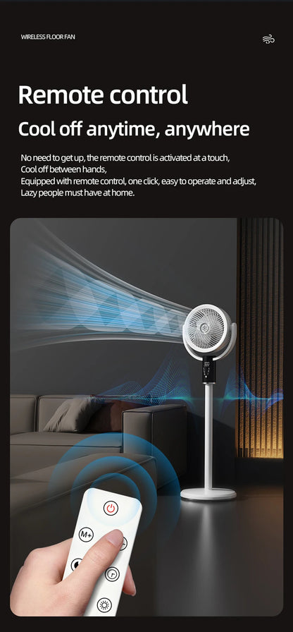 Floor Circulating Fan 6000 mAh Large Capacity Camping Fan With Remote Control Rechargeable Floor-standing Fan Adjustable Height