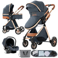 Baby Stroller 3‑in‑1 Travel System Pushchair Lightweight Pram from Birth All‑Terrain Baby Buggy Compact Fold Stroller Summer