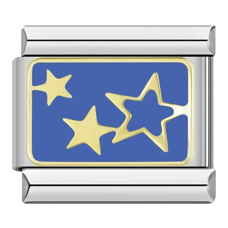 Hapiship 2024 estrela feminina universo planetário italiano encantos links contas caber 9mm pulseira de aço inoxidável diyjóias presente zh028