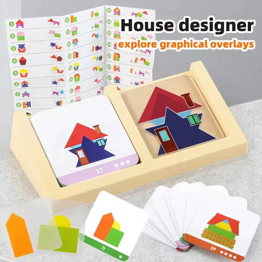 1set- House Logic Game Montessori Toys Creative Geometric Shape Spatial Imagination Intellectual Thinking Puzzle Games Kids Toy