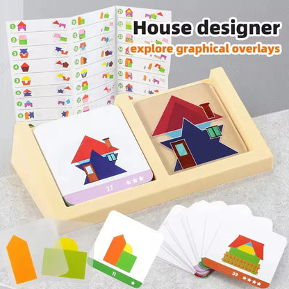 1set- House Logic Game Montessori Toys Creative Geometric Shape Spatial Imagination Intellectual Thinking Puzzle Games Kids Toy