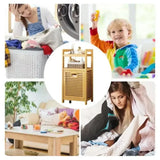 Laundry Hamper Bathroom Rack High-capacity Bamboo Laundry Baskets With Shelf With Tilt Out Basket Wooden Storage Hamper Racks