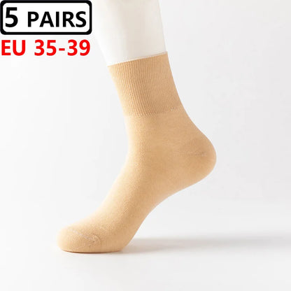 5 Pairs Plus Size EUR 45-50 Prevent Varicose Veins Socks Mens Diabetics Patients Cotton Loose Mouth Sock Man Women Comfort Meias