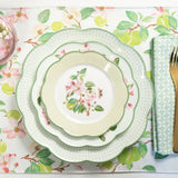 Ceramic Plate Household Bone China Dinner Plate Set Vintage Green Flower Dishes Tableware Oval Large Tray Dinnerware Sets