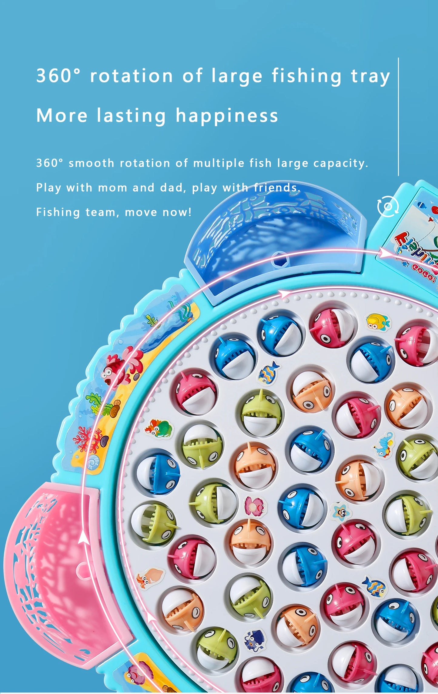 Fishing Toys, Hook Electric Spin With Music, Size Models Optional, Blue And Pink, Toys And Gifts For Kids, Cute Stickers, Practi