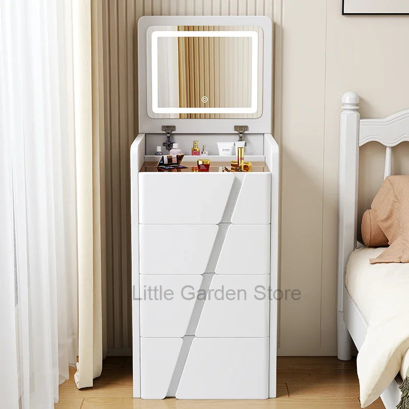 Modern Bedroom Makeup Table White Cabinet Led Mirror Storage Vanity Set Modern Drawer Tavolo Trucco Nordic Furniture LJ50DT