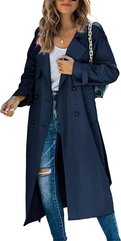 Amazon Independent Station Cross-Border European and American Women's Winter and Autumn Coat Jacket Overcoat Plus Size Trench Co