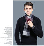 Designer Brand Plaid Men's Cashmere Scarf Winter Warm Scarves Shawls Casual Business Long Wraps Pashmina Christmas Gift for Man