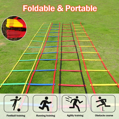 Agility Ladder Nylon Straps Soccer Football Speed Training Ladder Equipment Sports Fitness Running Warm-Up Training Ladder Tool