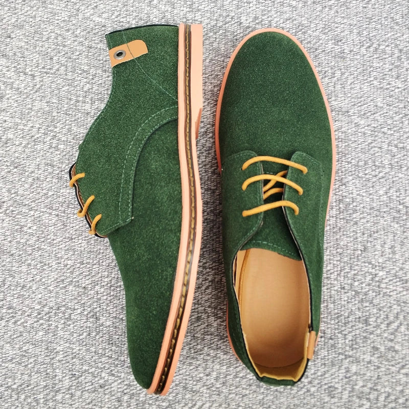 2024 Spring Suede Leather Men's Oxford Casual Shoes Classic Sneakers Comfortable Footwear Dress Shoes Large Size Flats