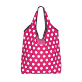 Custom Recycling Classic Black And White Polka Dot Shopping Bag Women Tote Bag Portable Grocery Shopper Bags