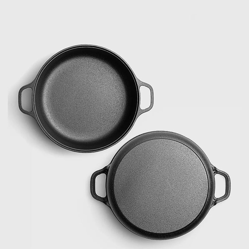 8.7/9.8/11/11.8inch Cast Iron Skillet with Double Handles Frying Pan Baking Tray for Bread Baking Outdoor Cooking Camping