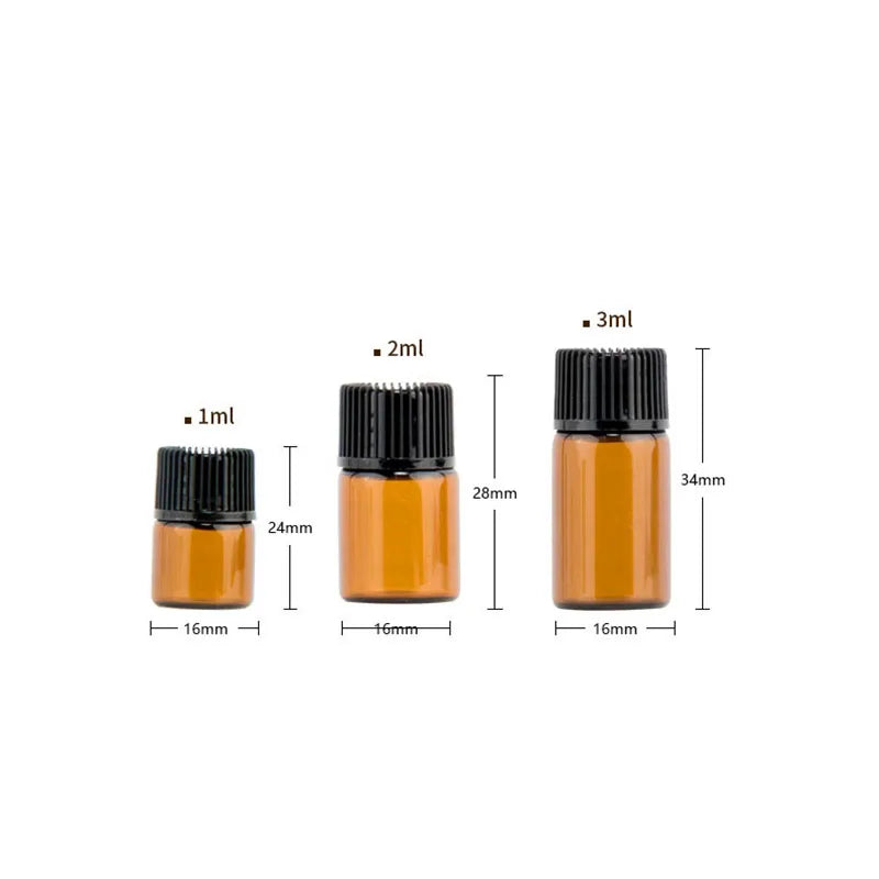 5pcs 1ml 2ml 3ml Amber Roll-on Bottles for Essential Oils Roll-on Perfume Bottle Stainless Steel Ball Container More Color