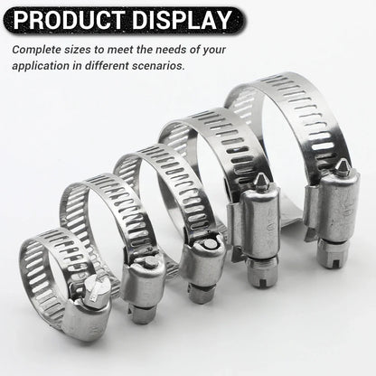 JUIDINTO 2-10pcs Adjustable Worm Gear Hose Clamp Stainless Steel 6-95mm Hose Clip Lock for Water and Gas Pipes
