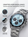 Relógio masculino cronógrafo solar diver em aço inox a prova de agua 200mm