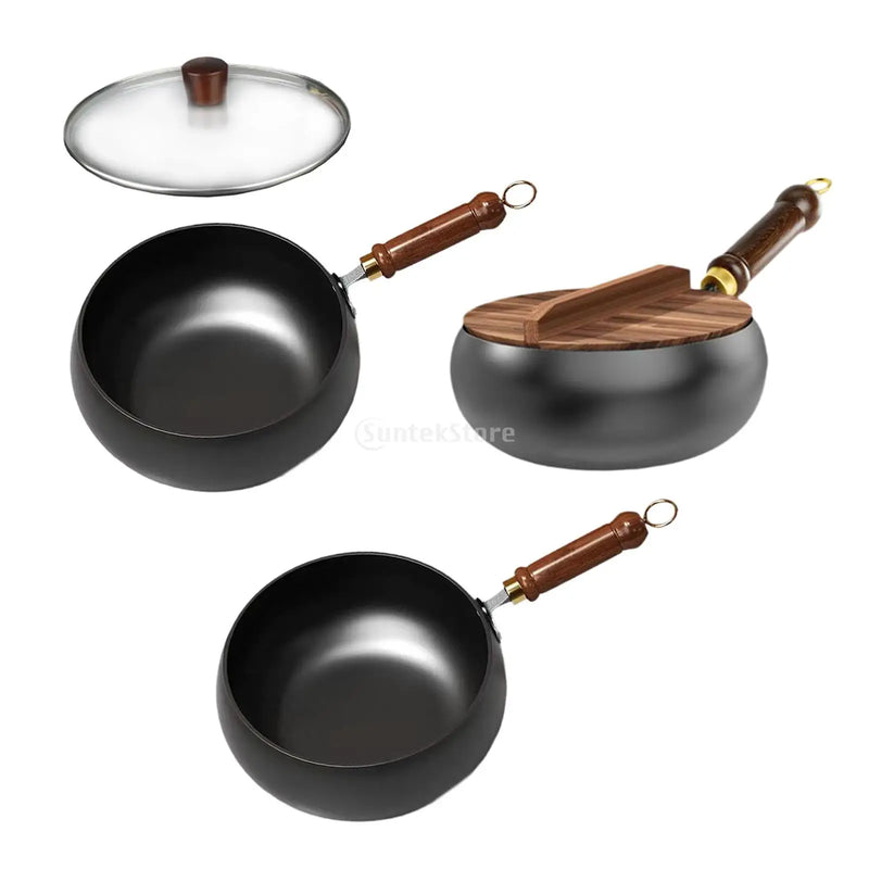 Nonstick Wok No Coating Gas Boiling Stir Fry Pan for Restaurant Camping Home Stovetop Induction Cooker Cookware Pots Cooking