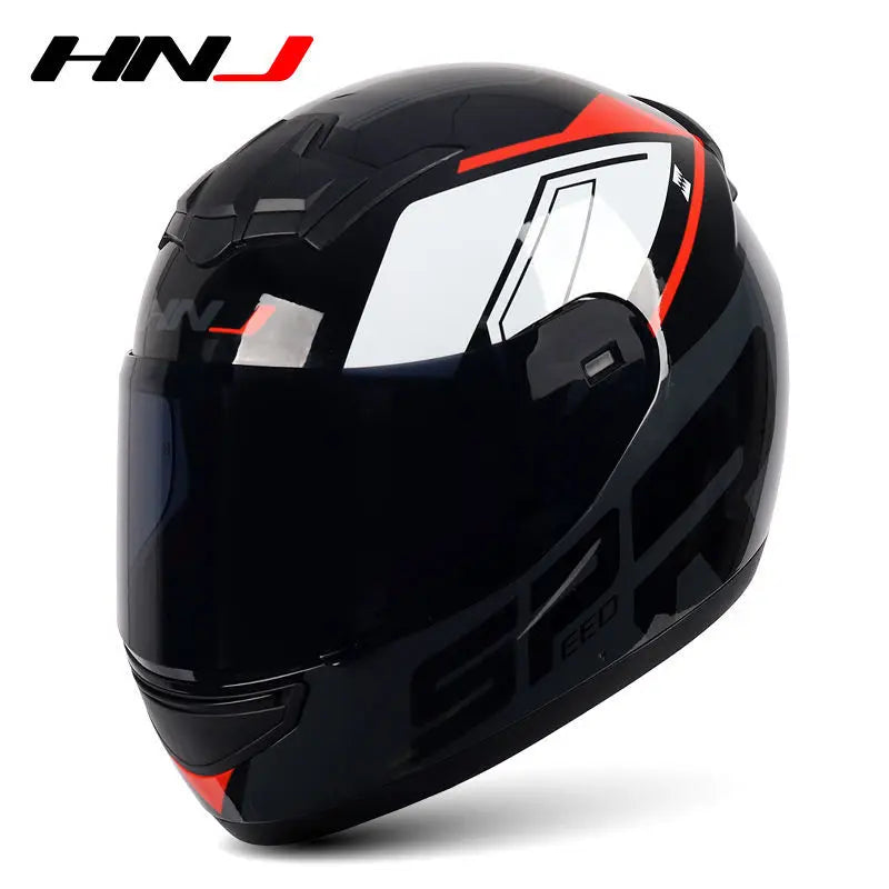 HNJ Men Motorcycle Helmet Women Full Face Helmet Riding Personality Horn Pink Helmet DOT Certification Motorcycle Helmet