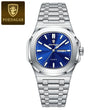 POEDAGAR Luxury Military Men's Watch Square Waterproof Luminous Date Week Men Watch Stainless Steel Quartz Men's Watches Reloj+box