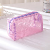 Fashion Mesh Cosmetic Bag Dopamine Large Capacity Lipstick Makeup Bag Transparent Travel Toiletry Bag Travel