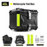 65/55/45L Aluminum Silvery Motorcycle Top Box Waterproof Rear Luggage Case Motorbike Trunk Tail Helmet Box Quick Release Toolbox