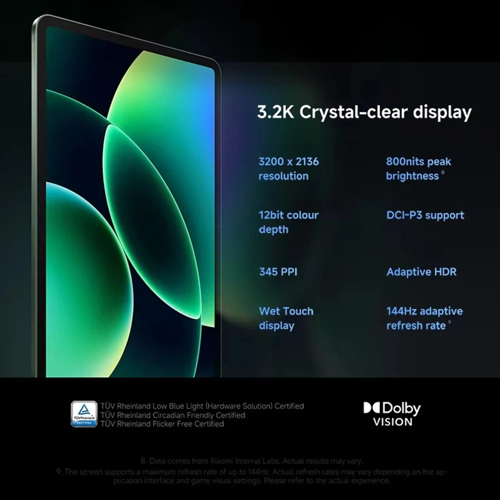 Tablet Xiaomi pad 8 11.2 polegadas 3.2K 144Hz - Snapdragon 8s Gen 4 bateria de 9200 mAh wi-fi 7