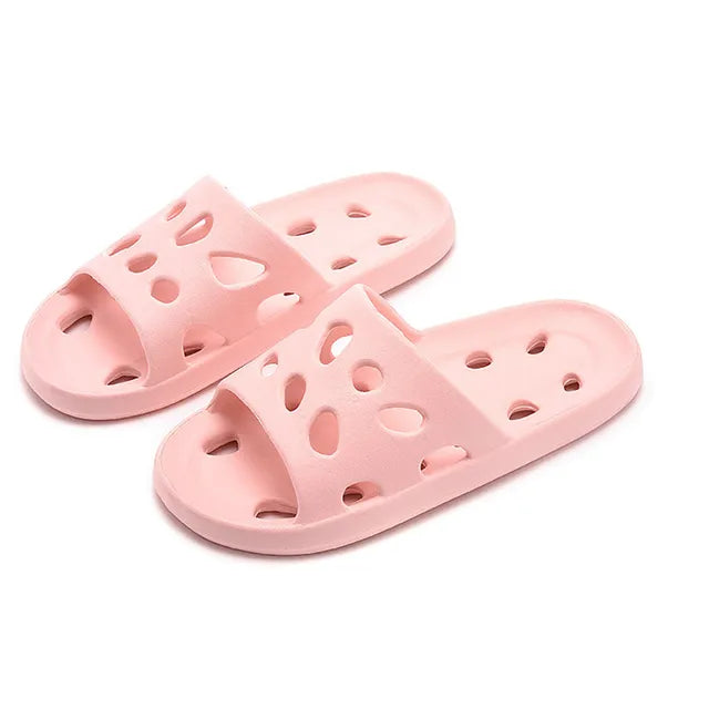 Bathroom Shower Slippers for Men and Women, Hollow Slides, Eva Shoes, Soft Non-Slip Slippers, Pair of Indoor and Outdoor Sandals, Summer 