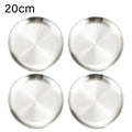 4Pcs Stainless Steel Round Plate Bone Spitting Dish Shallow Tray Metal Camping Plate Dining Disc BBQ Picnic Dishes Cookware